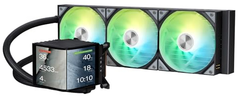 TRYX Panorama ARGB 360 Schwarz | 360mm AIO Wasserkühlung - 6,5'' Curved AMOLED Display mit 3D-Anamorphic-Effekt – 320 W TDP – Magnetische RGB-Lüfter - CPU-Kühler für LGA 1851/1700/1200/115X & AM5/AM4