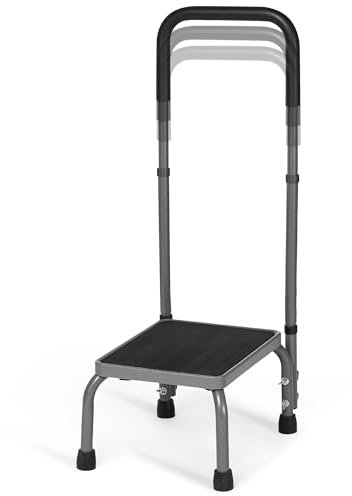 Careboda Scaletta regolabile con manico e piedini in gomma non scivolanti – adatto per anziani, adulti e bambini, utilizzabile in cucina, per letti, vasca da bagno e auto, portata massima 136