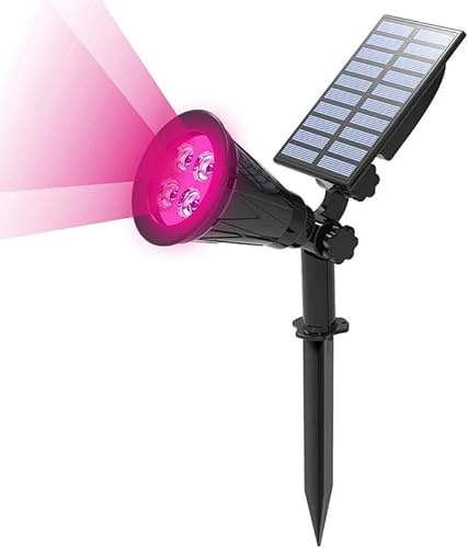 SHANJIA Solar Garden Lights, 4 LED Waterproof Outdoor Solar Spotlights 2-in-1 Multi Use Outdoor Wall Lights Decorative Lights for Garden, Lawn, Pathway, Party & Christma (Pink)