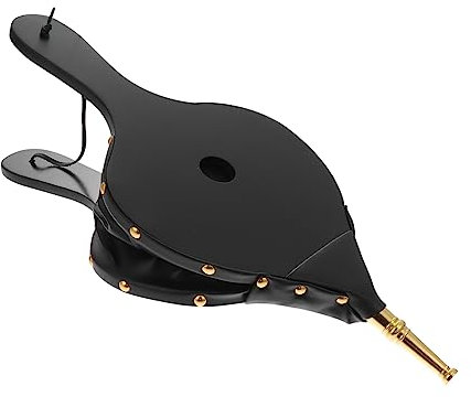GALPADA Manual Fireplace Bellows Wooden Air Blower Gold Tube Fire Blower for BBQ and Indoor Fireplace Tools Outdoor Barbecue Accessory