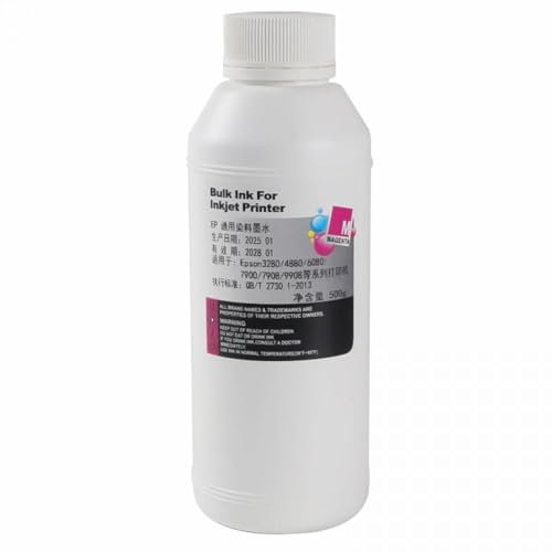 PZPSEQGM 500ml Farbstofftinte kompatibel mit D700 Fuji DX100 Tintenstrahldrucker T7821 T7822 T7823 T7824 T7825 T7826 Nachfüllbare Kassette(Magenta)