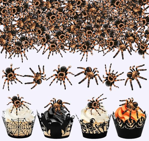 60 topper per cupcake di Halloween, per torte, ragni, cupcake, Halloween, decorazione per torte di compleanno per bambini, decorazione per torte di compleanno per bambini