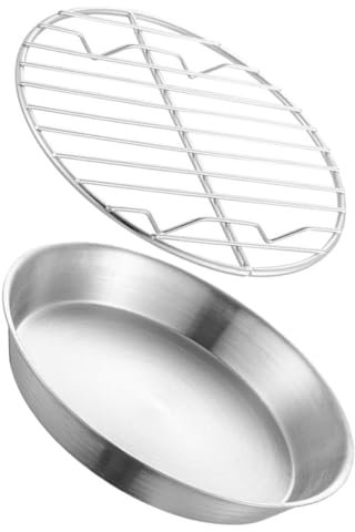 SECFOU Bandeja Circular con Rejilla de Acero Inoxidable 304 para Hornear para Enfriar Pasteles y Filtrar Aceite Adecuado para Uso Doméstico