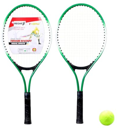 Tennis Racket and Ball Set Kids, 21 inch Aluminum Alloy Tennis Racquets Junior Set for 2 Player, Outdoor Recreational Sport Garden Game, Tennis Training Equipment for Kids Boys Girls