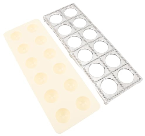Althwuyu Set Pressa per Ravioli a 12 Fori, Stampo in Lega di Alluminio e Plastica con Mattarello in Legno, Utensile Manuale per Ravioli e Gnocchi per Uso Domestico e Ristorazione