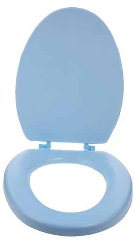 TOBBOMEY Siège de Toilette Mousse Rembourré Allongé Certifié, Confortable et Renforcé, Mousse Souple Bleu Clair pour Salle de Bain, Siège de Remplacement Entretoise, Usage Domestique,