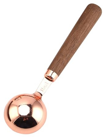 TOVINANNA Cuchara Medidora Práctica de Café 15 Ml Mango Largo de Madera de Nogal y Acero Inoxidable Cucharas para Café y Especias Medidor Reutilizable para Cocina y Cafeteras