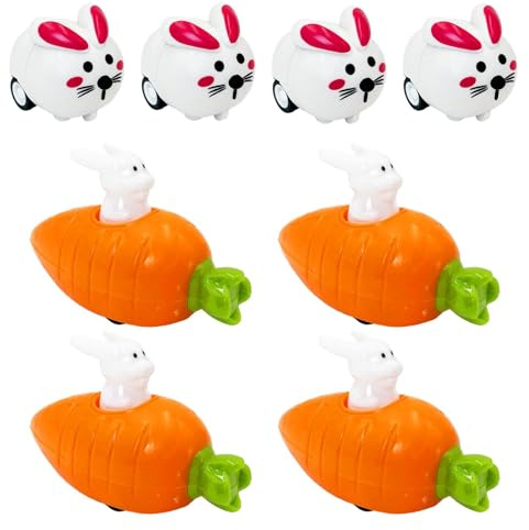 Femihua Easter Gifts for Kids - 8 Pcs Bunny Carrot Pull Back Racers, Happy Party Bag Fillers, Funny Rabbit Toys for Easter Basket Filler Party Favors Gifts