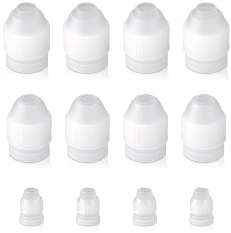Gaomumu 12PCS Multi-Size Piping Nozzles Coupler Set, Durable Cream Adaptors, Easy Change Converter for 1.6cm, 2.0cm, 2.4cm Openings, for Cake Decorating & Pastry Artistry