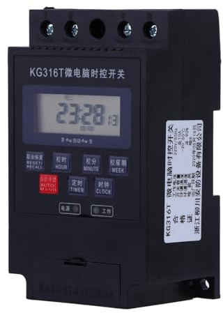 Vaguelly Temporizador Programable Digital para Exteriores Control por Microordenador, Interruptor de Corriente de Pared, Temporizador de Luz para Lámparas y Equipos Eléctricos, Minutero
