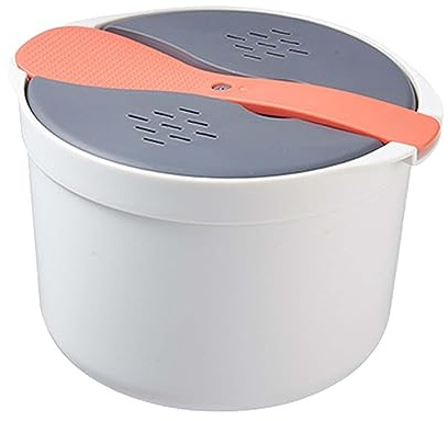 Bvdfgk Cocina de Arroz, Vaporera para Microondas, Olla de 2 litros, Vaporera a Presión para Microondas, para Arroz, Verduras, Ramen, Patatas Y Pasta, Naranja, Individual