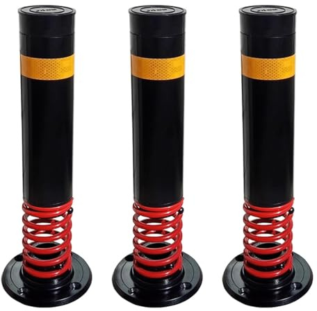 Böjbar trafiksäkerhetspollare - Returfjäderbarriär och varningstolpe för uppfart, parkeringsplats - 2 ST Svarta - Minska bilskador och öka säkerheten, Black(3pcs)