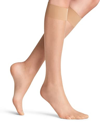 FALKE Damen Kniestrümpfe Seidenglatt 15 DEN W Kh transparent einfarbig 1 Paar, Hautfarben Golden 4699, 35-38