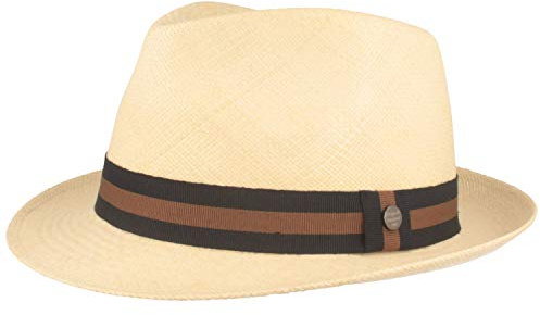 Breiter ORIGINAL Panama-Hut | Stroh-Hut | Sommer-Hut aus Ecuador – Schmaler Trilby - Handgeflochten, UV-Schutz, Bruchschutz