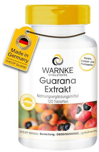 Estratto di guaranà 300mg - altamente dosato - vegano - 120 compresse | Warnke Vitalstoffe - Qualità da farmacia tedesca