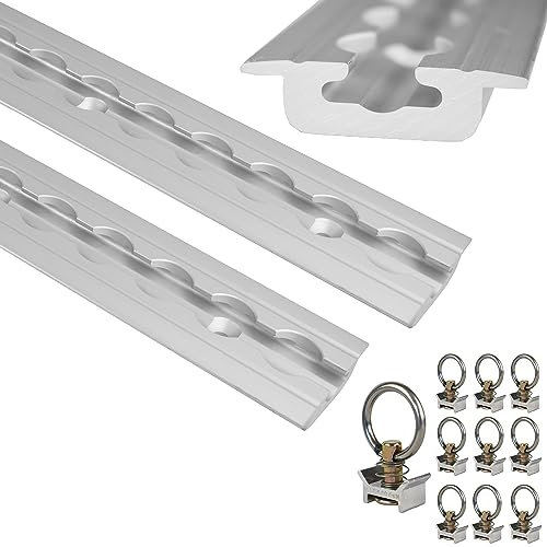 NTG 2 x 2 m Alu Airlineschiene, zum Einlassen, versenkbar als Bodenprofil mit Bohrungen 2m 1975mm -Sparset- mit 10x Alufitting