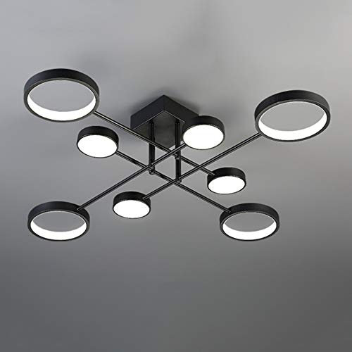AIRUI Nordic LED Deckenleuchte Unterputz Sputnik Design Deckenlampe Kreis Lüster Beleuchtungskörper Für Schlafzimmer Wohnzimmer Esszimmer,Black+3 Color Temperature-8 Heads 84W