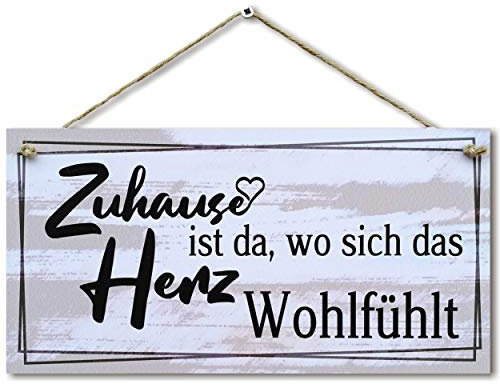 CARISPIBET Zuhause ist da, wo sich das Herz Wohlfühlt | Willkommen Dekorationsschild niedliche und entzückende Sprüche Vintage-Look