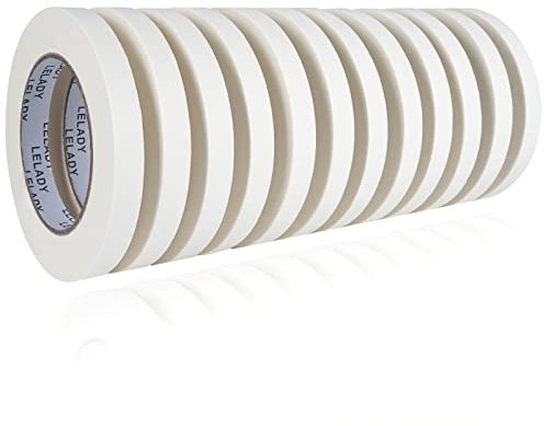 LELADY Masking Tape 1/2 Inch x 60 Yards - 12 Rolls, White Masking Tape, No Residue Painters Tape, Craft Tape Rolls, High Adhesive Decorative Tape for Painting, DIY, Arts, Crafts, Labeling, Handmade