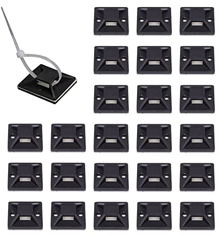 100 Pcs Black Cable Tie Mount Self Adhesive Wire Tie Base Holder Multi-Function Adhesive Fixing Base Holder for Home Office (Without Cable Tie)