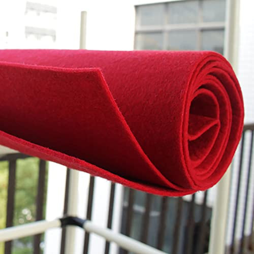 Yimihua 3mm Dicker Filz Stoff, Filzstoff Bastelfilz Farbig Filz Blätter Vliesstoff 100 x 100 cm Kinder DIY Zubehör zum Handwerk Nähen Projekte(Color:rot)