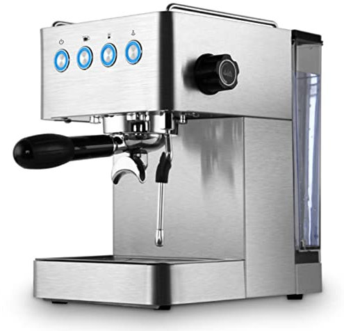 Espresso Coffee Machines Double Cup Drip Coffee Machine 2-in-1 Coffee Maker with Milk Frother Compact Coffee Brewer Multiple Functions for Moka/Cappuccino/Tea for Home & Office Silver