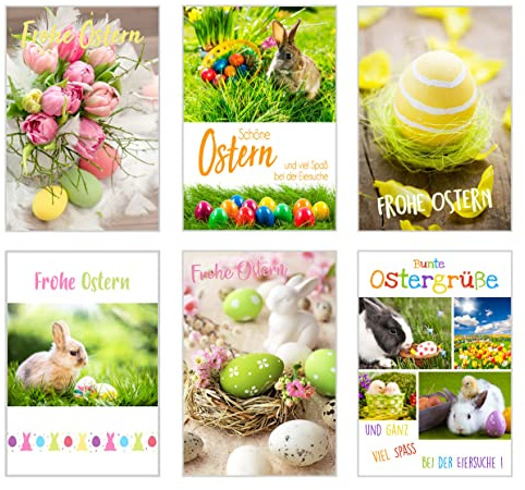 Edition Seidel Set 6 Premium Osterkarten mit Umschlag (Doppelkarten Klappkarten Glückwunschkarten) Karte Postkarte Ostern (SW02)