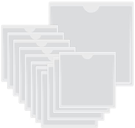 HLIWS 12 Stück Selbstklebetasche,für Supermärkte,Büros-9.5x9.5cm | PVC,selbstklebend,transparent,wasserfest,geeignet als Visitenkartenhalter,Regaletiketten und Tickethalter für das Auto