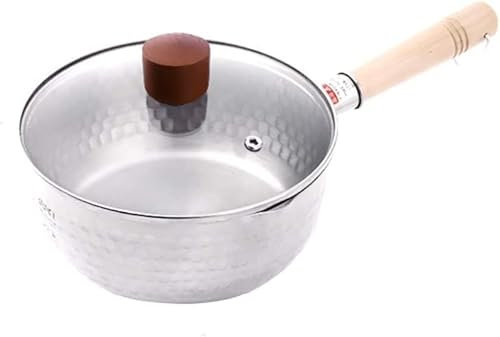 REJOON 16CM silberner Edelstahl Heller Griff mit Abdeckung Schneepfanne Milchtopf heißer Milchtopf Kleiner Suppentopf Induktionsherd allgemein (Größe: 6,3 Zoll lang x 2,8 Zoll hoch)