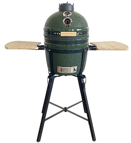 YNNI KAMADO TQ0015WHN Kamado sur pied avec chariot et tables d'appoint, gril, barbecue, céramique, œuf, fumoir TQTT15WHN 40 cm