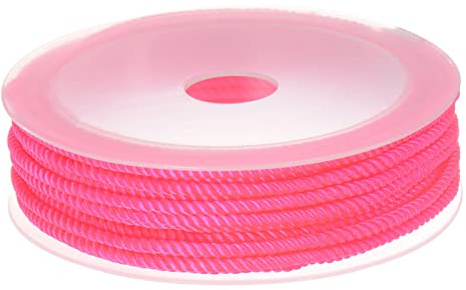 sourcing map Trenzado Nylon Cordel Hilo Rebordear Cordón 3mm 7M/23 Pies Extrafuerte Trenzado Nylon Cuerda para Elaboración Pulseras Joyería Fabricación, Caliente Rosa
