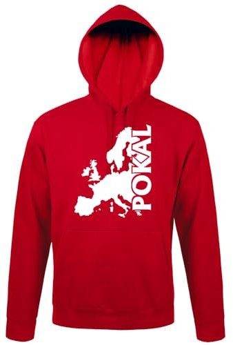 shirt84 Coppa europea con cappuccio da uomo, Colore: rosso, S