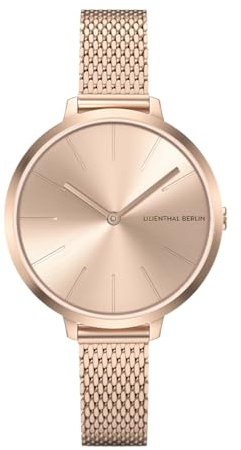 Lilienthal Berlin Damenuhr Rosalux in Rose Bloom - Armbanduhr am roséfarbenen Mesh-Armband - aus Chirurgenstahl mit einem Quarzuhrwerk & saphirbeschichtetem Glas - 30 mm