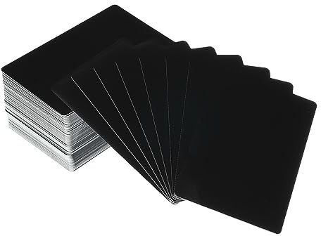 PATIKIL 300 Pack Metall Visitenkarten Leer 0.21mm Dicke 3.4x2.1 Aluminum Lasergravur Druckbare Namenskarte für Kunden Selbstbau Schwarz
