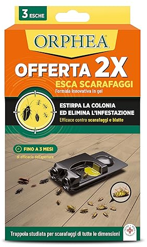 Orphea Protezione Casa Esca per Scarafaggi Bipack – Innovativa formulazione in Gel – Rimuove Le infestazioni di scarafaggi e blatte – Durata Fino a 3 Mesi dall’Apertura della Confezione