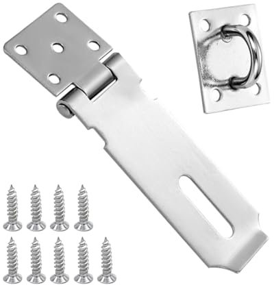 Pamtns Scherheitsüberfalle Überfalle Heavy Duty Riegelschloss Abschliessbar Vorhängeschloss Haspe 304 Edelstahl Schloss Überfalle mit Schrauben Türschloss Schuppenschloss Vorhängeschloss Riegel
