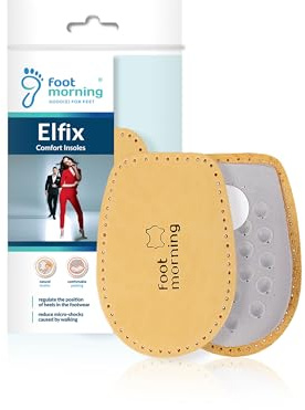 Foot Morning - Elfix Hälkudde (1 par) - Komfortinlägg i Läder av Hög Kvalitet för Dagliga Promenader - Hälkuddar - för Användning i Fritidsskor och Formella Stövlar (Män/EUR 44-46)