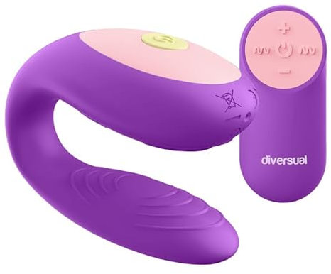 Diversual Omega, Vibrador para Parejas, Recargable USB, Control Remoto con Mando, 4 Intensidades, 7 Modos de Vibración, Silicona, Ultra Suave, Sumergible (Purple)