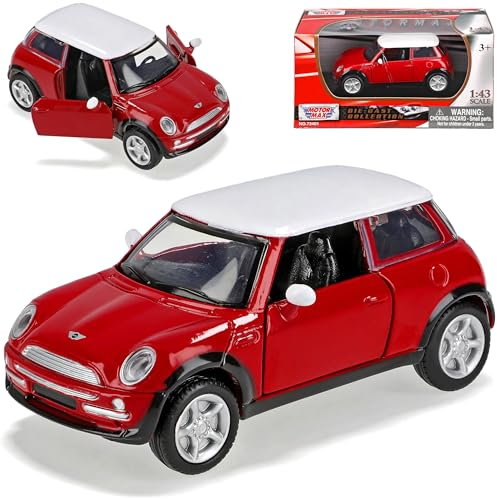 Motormax Mini Cooper Rot Weisses Dach 1. Generation R50 2001-2006 1/43 Modell Auto