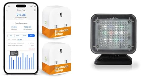 Smart Plug Works with Alexa, Google Home, Bluetooth Smart Socket with Energy Monitoring & Nedis Dummy TV Simulator with Flashing LED & USB Power Plug Black
