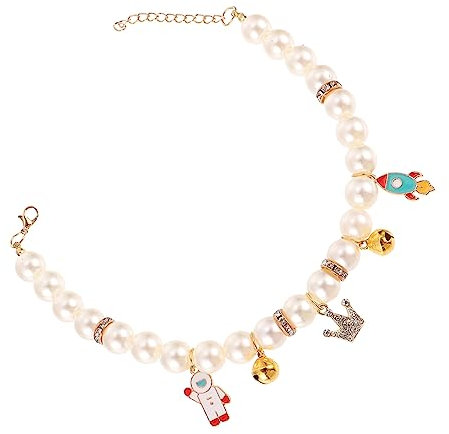 BCOATH Decorative Cat Necklace Mit Verstellbarem - Für Und Kleine Hunde Handgefertigte Perlen-Halskette Krone Als Fotorequisiten Für Haustiere