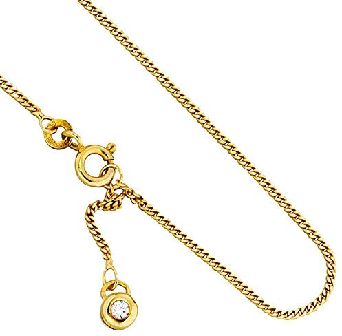 Fußkettchen Fußkette mit Zirkonia 333 Echt Gold Gelbgold schlicht 23-25cm