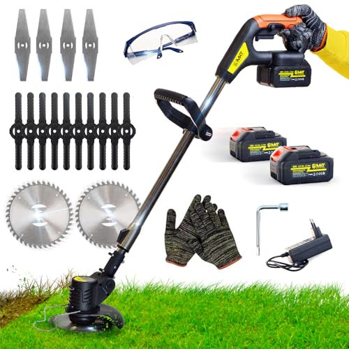 MAKTUL Débroussailleuse à Batterie 8000 mAh (2X 4000mAh 20V) Puissante 18000 TR/Min, Coupe Bordure Multifonction 3-en-1 Arbustes Pelouses, Tondeuse électrique réglable pour Le Jardin avec Accessoires