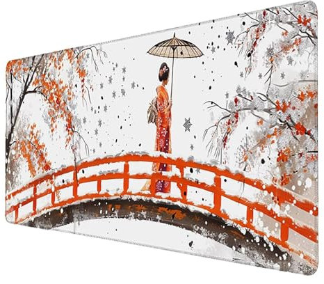 Alfombrilla Ratón, Alfombrilla Ratón XXL Gaming Tapete Escritorio Ordenador(1400x600x3mm)Protector Escritorio Alfombrilla Antideslizante para Ratón Láser y Óptico (Mujer) mousepad (Color Blanco) T-2-K