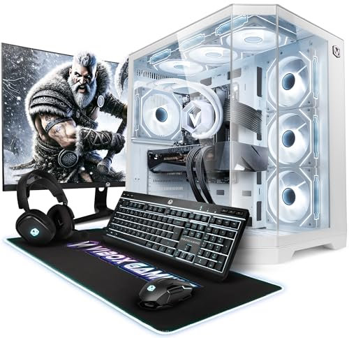 Vibox Gaming PC Bundle • AMD Ryzen 7 5700X 4.6GHz • Nvidia RTX 5070 12GB • 32GB RAM • 1TB NVMe SSD • Windows 11 • 27 Monitor • WiFi • White