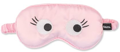Fisura – Schlafmaske „Augen“ in Rosa. Weiches, komfortables Accessoire für erholsamen Schlaf, mit elastischem Band. Perfekte Geschenkidee für Reisende. Maße: 20 x 10 cm.