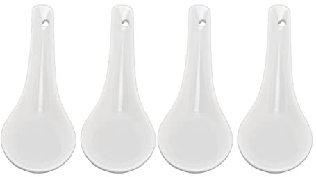 4 Uds Cucharas de Sopa, Cuchara de Cerámica, Cucharas de Sopa Chinas, Cucharadas Chinas con Largo para Tienda en Casa, Restaurante