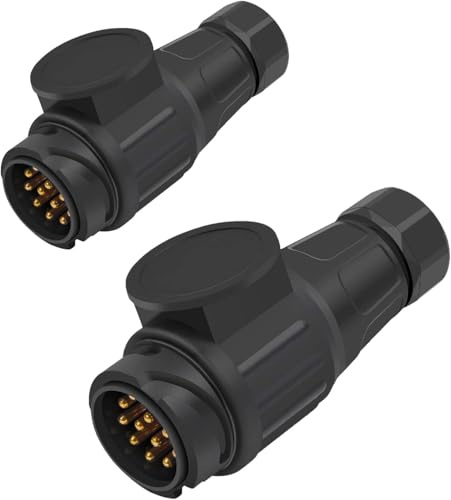 GERUI 2 Stück Europäische 13-Kern Anhänger Steckdose 12V Anhänger Adapter Zugstange Stecker Zubehör Stecker Stecker Stecker Stecker Stecker für LKW Zubehör, Schiffe, Wohnwagen