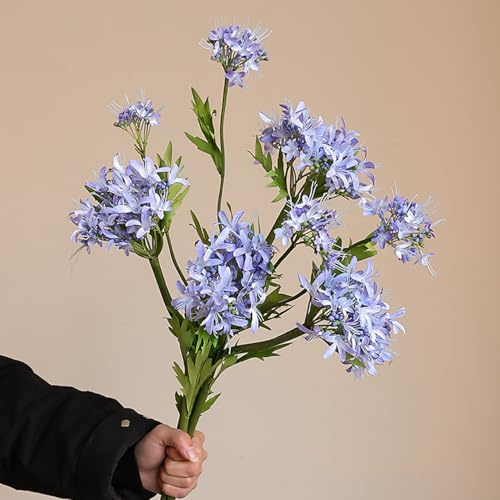 KIJING 3PCS Artificial Hydrangea Paniculata 30 Snowball Flowers Made of Silk Flowers and Plastic Rods, Ideal for Living Room, Dining Room, Office, Festival and Party Decorations (Blue)