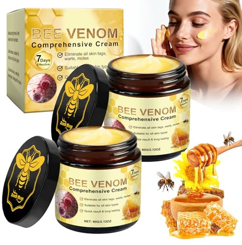 𝐁𝐞𝐞 𝐕𝐞𝐧𝐨𝐦 𝐂𝐫𝐞𝐚𝐦, 2PCS Bee Venom Skin Treatment Bee Venom Comprehensive Cream for Saggy Skin, Natural Moisturizer for All Skin Types, Relieving, Smoothing and Hydrating Skin(2PCS*60G)